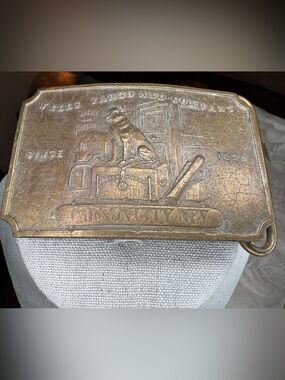 Wells Fargo & Co Tiffany NY Solid Brass Belt Buckle Carson City NEV